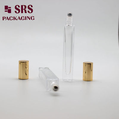 SRS cosmetic square shape clear color 10ml glass roller ball bottle
