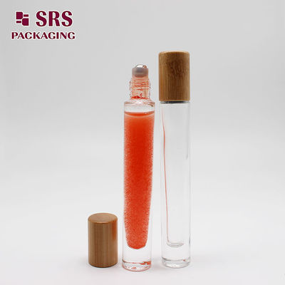 SRS empty perfume bamboo cap 10ml glass bottle with roller ball