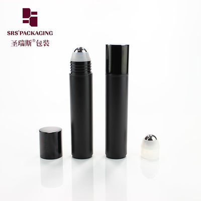 Empty cosmetic 35ml matte black color plastic deodorant roller bottle
