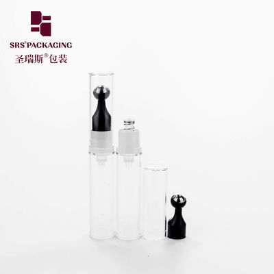 Empty press airless round shape 10ml 12ml plastic roll on applicator bottle