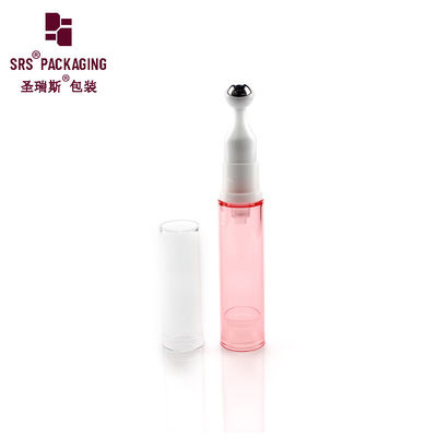 Cosmetic empty pink color round shape 10ml roller bottles plastic