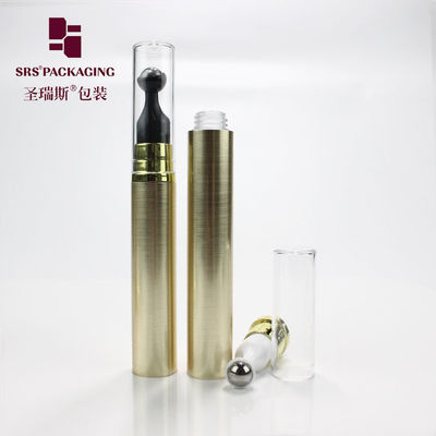 Metalized gold color plastic press airless cosmetic 10ml 5ml pump bottle eye cream