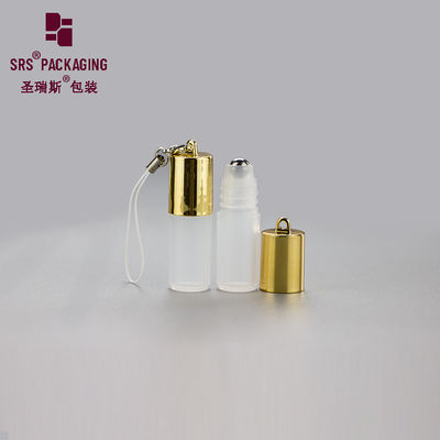 SRS cosmetic empty round shape white color mini 3ml plastic roll on bottle with hook