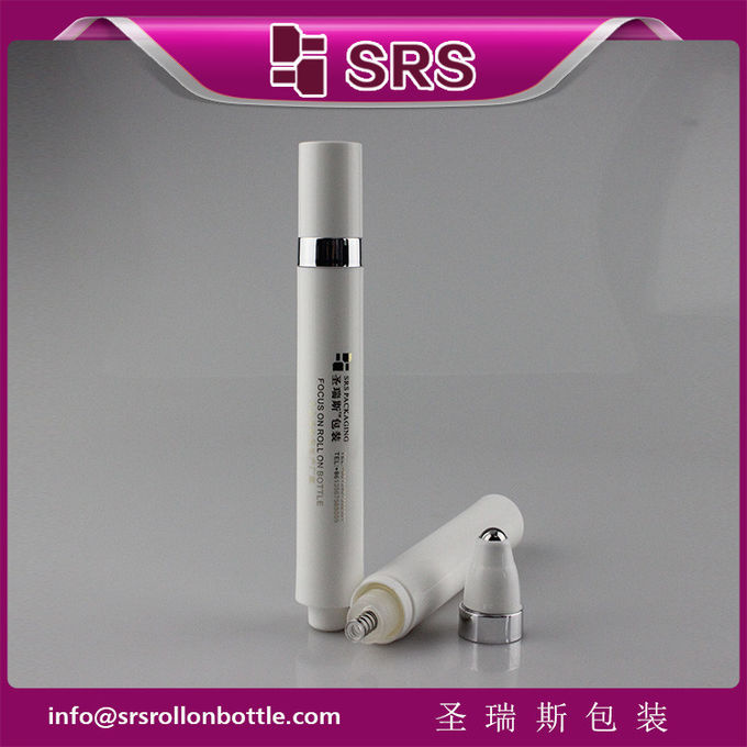 SRS 15ml empty white color eye serum press airless roll on bottle